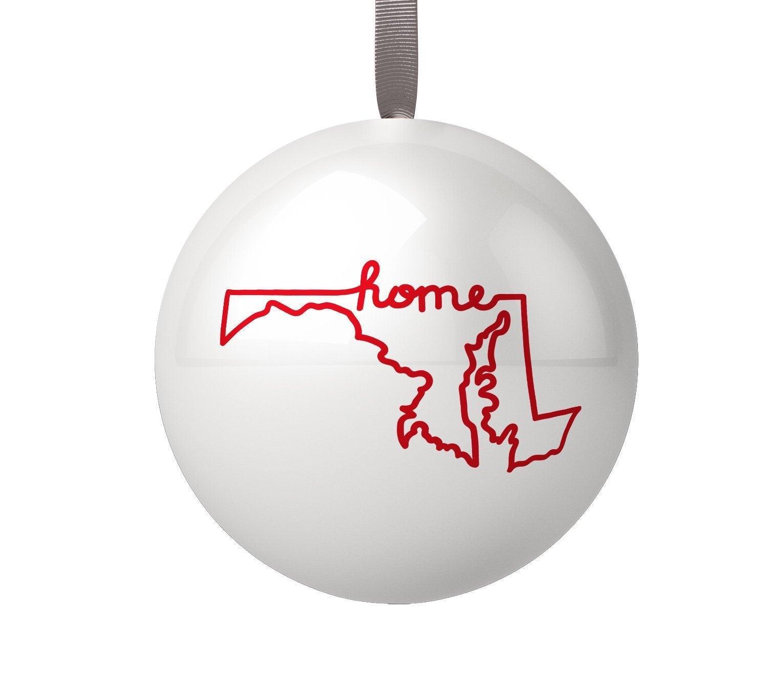 Maryland Home (White) / Tin Ball Ornament - Route One Apparel