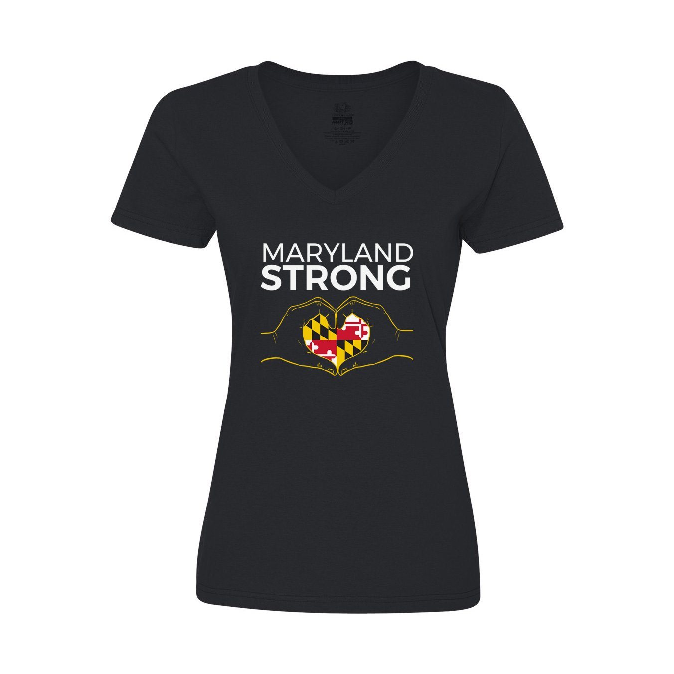 Maryland Strong (Black) / Ladies V-Neck Shirt - Route One Apparel