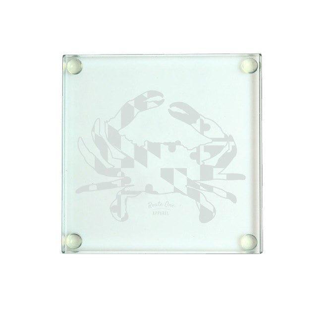 Maryland Full Flag Crab / Glass Coaster - Route One Apparel