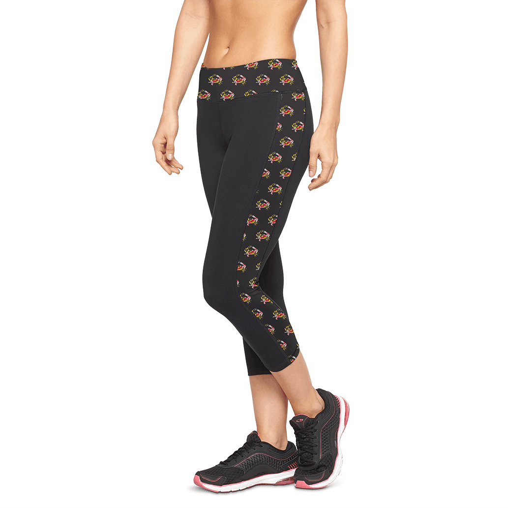Maryland Flag Crab Pattern Sides (Black) / Yoga Leggings - Route One Apparel
