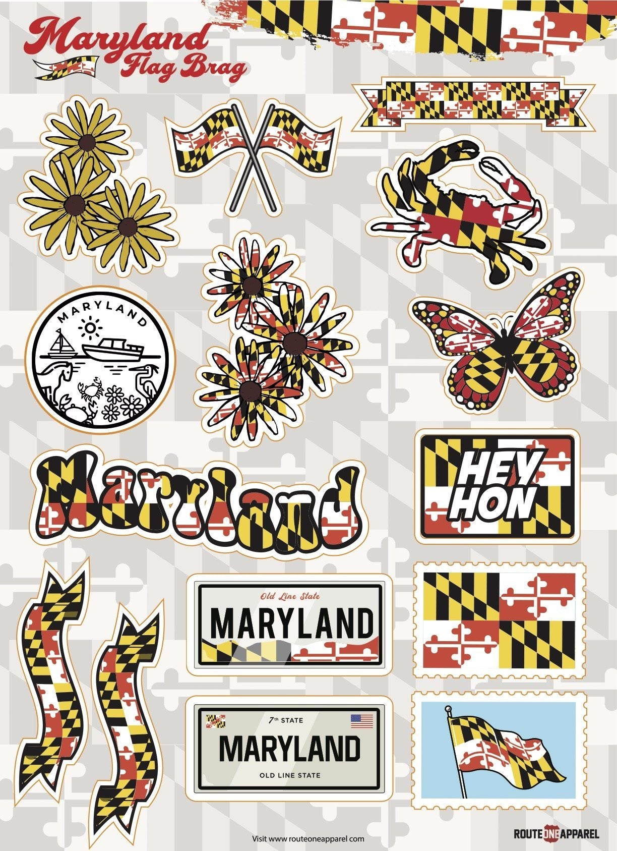 Maryland Flag / Sticker Sheet - Route One Apparel