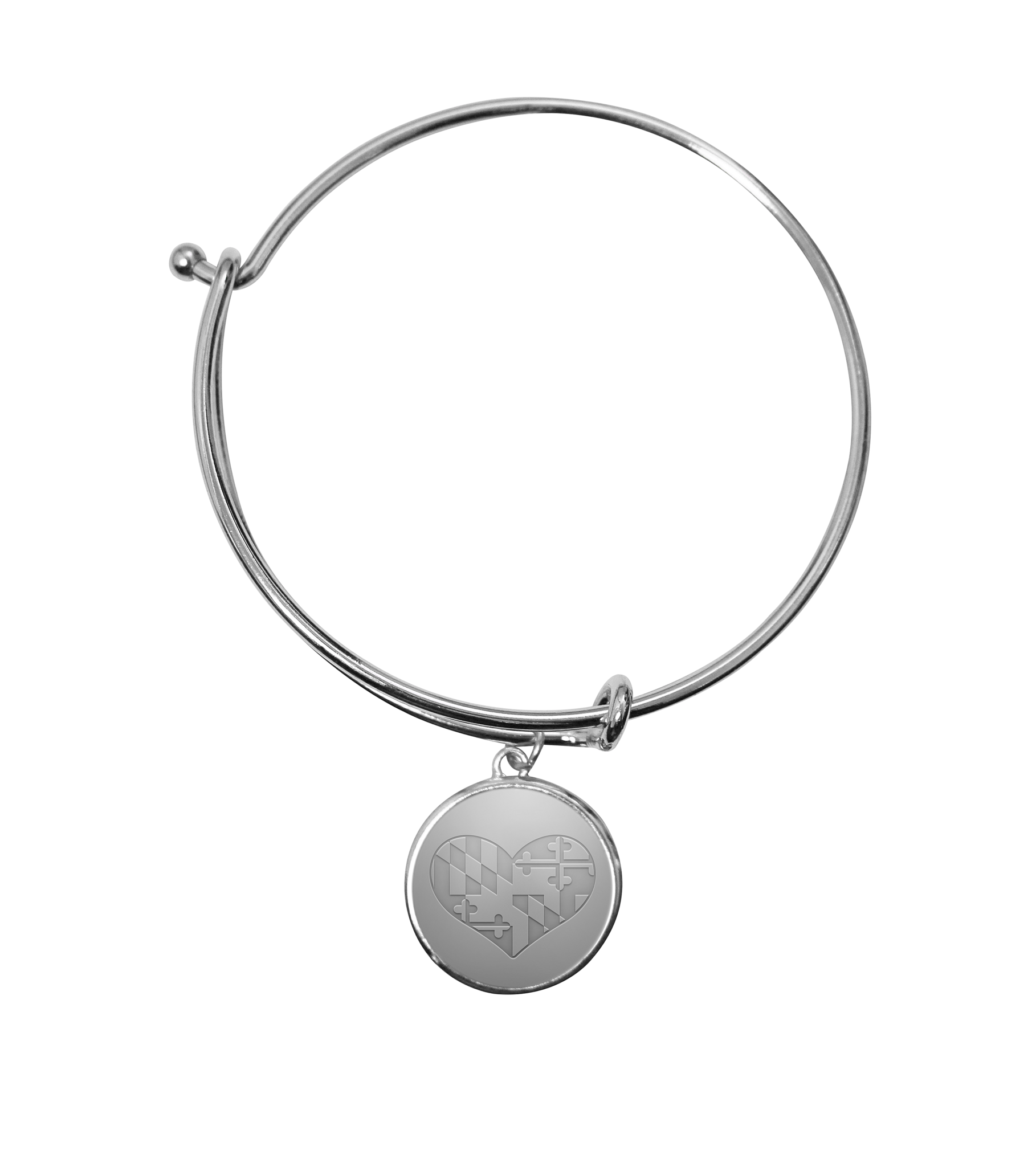 Maryland in my Heart (Silver) / Adjustable Bangle Bracelet - Route One Apparel