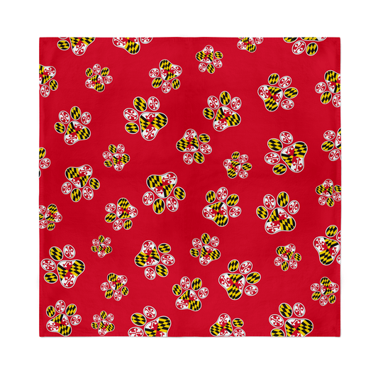 Maryland Paw Print Pattern (Red) / Bandana (22 x 22 inch) - Route One Apparel