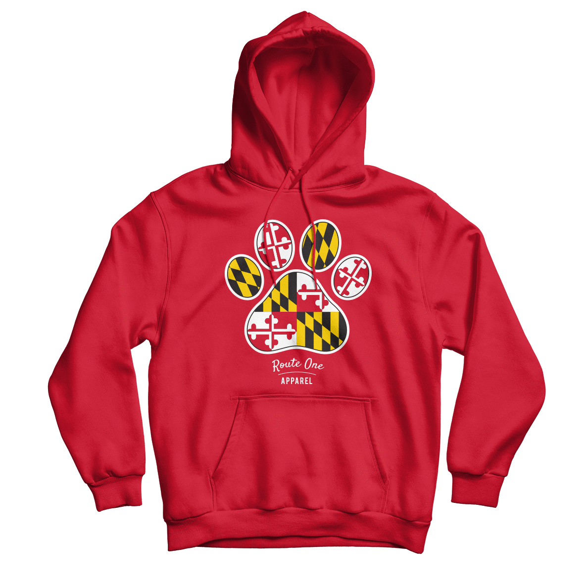Maryland Paw Print (Red) / Hoodie - Route One Apparel