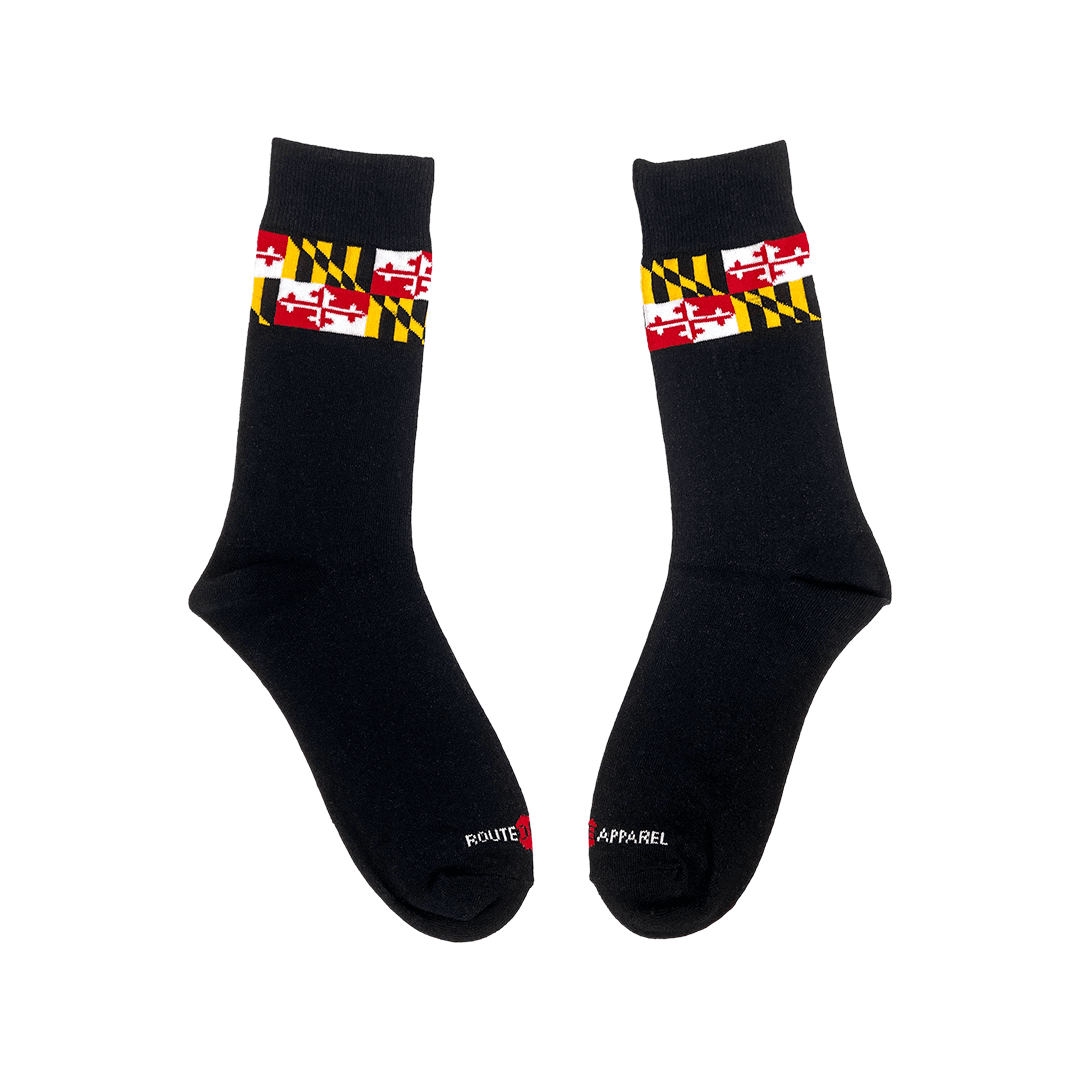 Maryland Flag Calf Wrap (Black) / Crew Socks - Route One Apparel