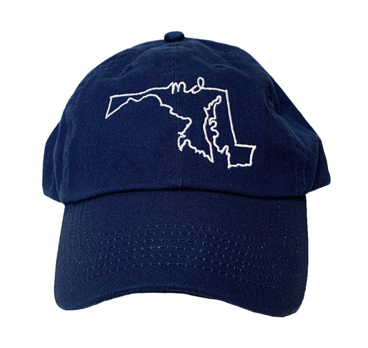 Maryland State Outline (Royal) / Baseball Hat - Route One Apparel