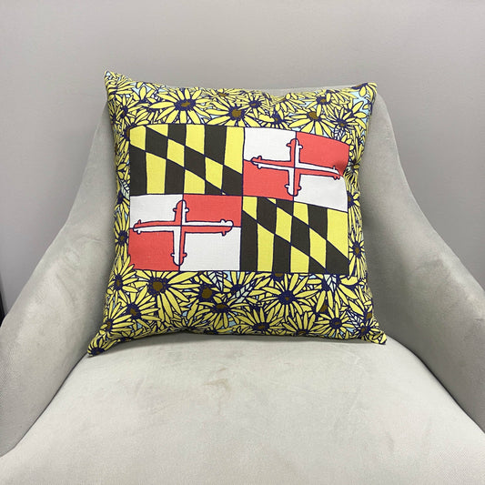 Maryland Flag and Black Eyed Susan / Throw Pillow - Route One Apparel
