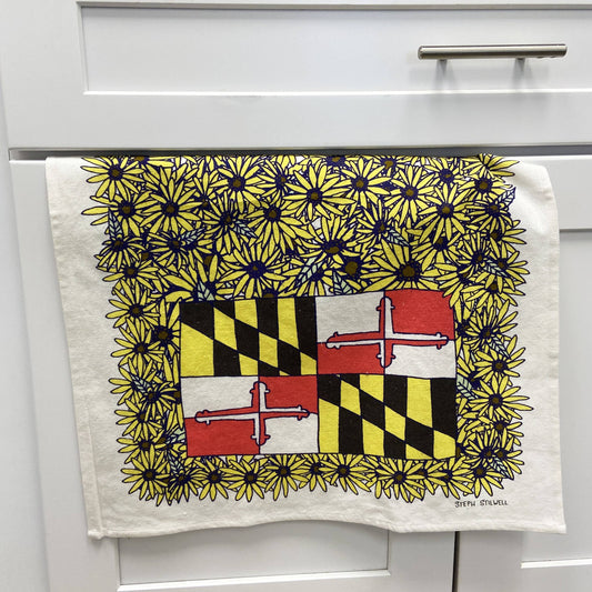 Maryland Flag and Black Eyed Susan / Kitchen Towel - Route One Apparel