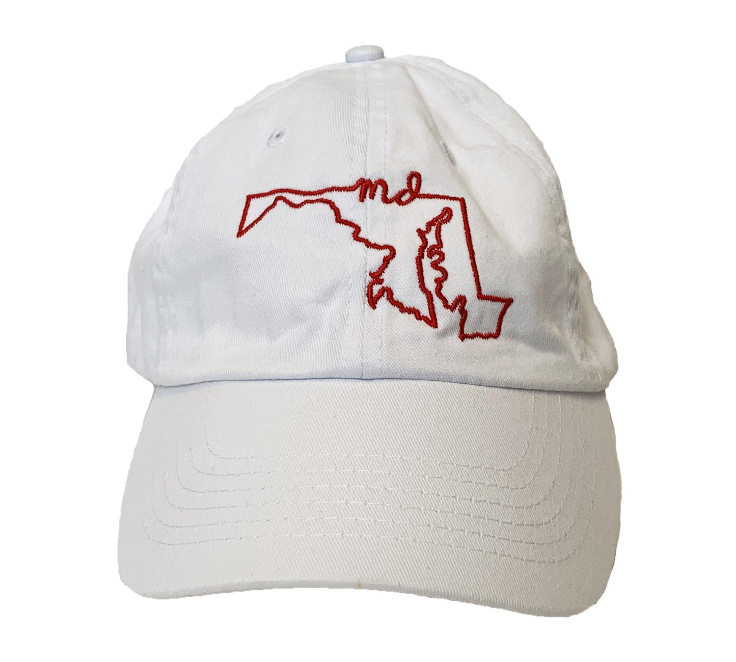 Maryland State Outline (White) / Baseball Hat - Route One Apparel