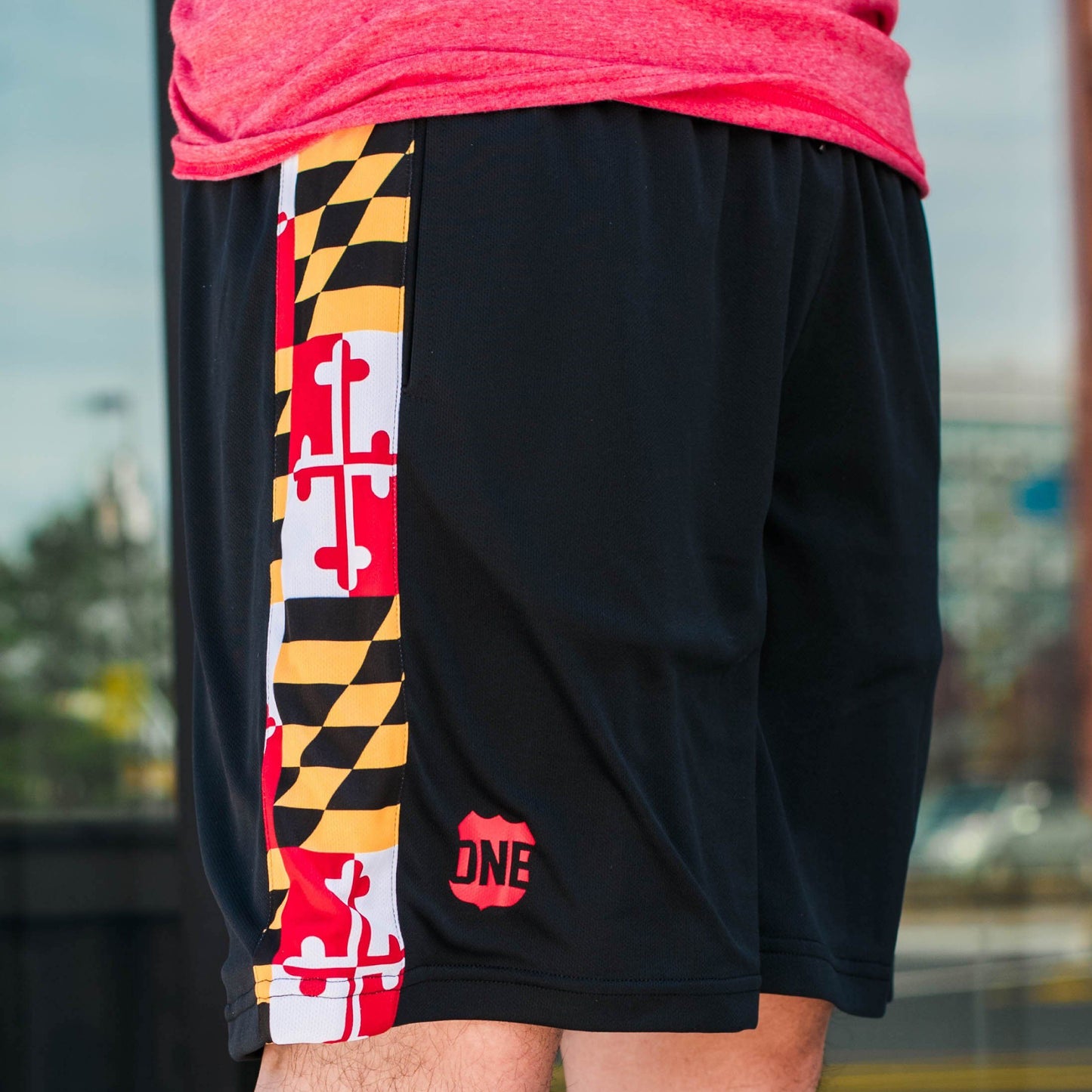 Maryland Flag (Black) / Running Shorts (Men) - Route One Apparel