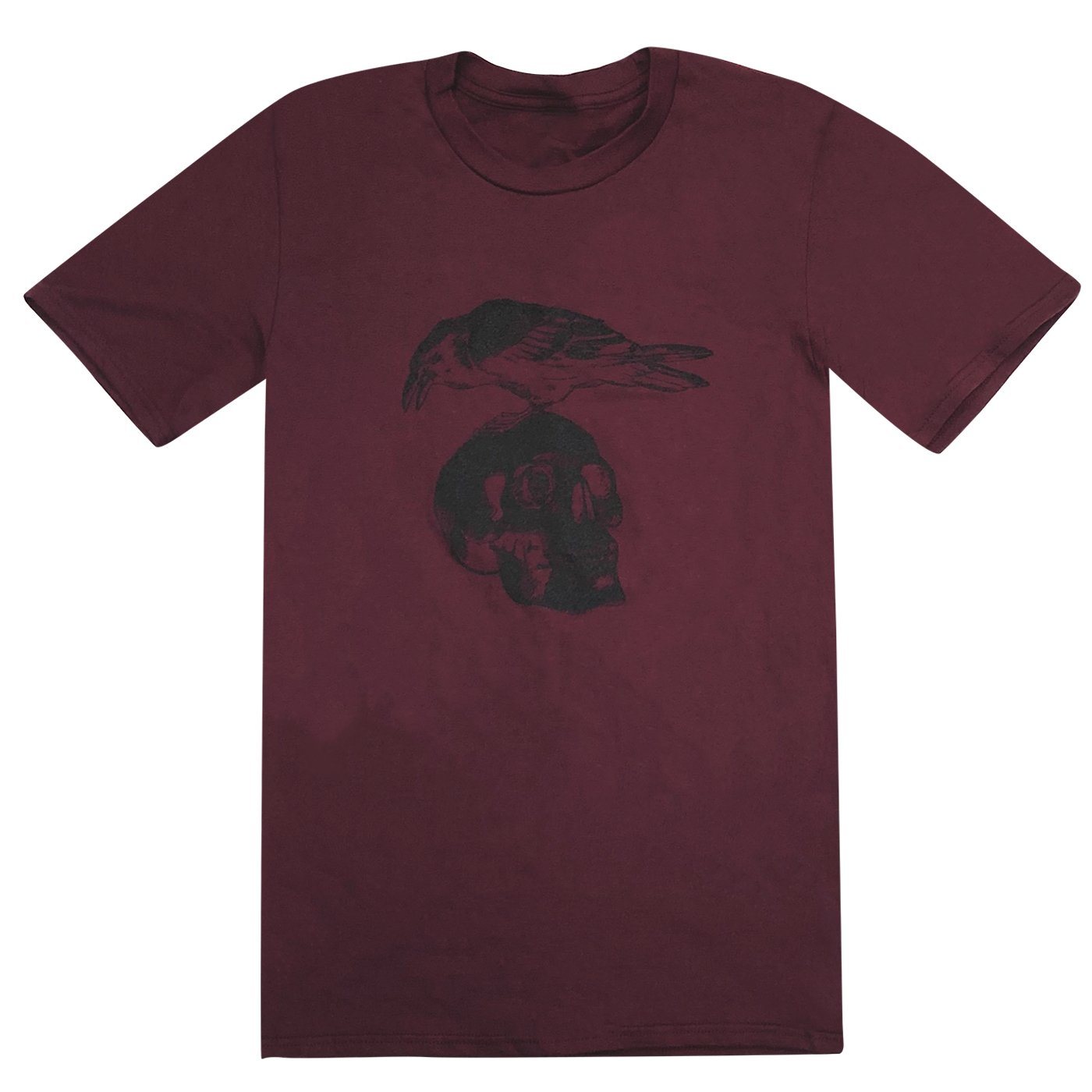 Edgar Allan Poe Skull and Raven (Maroon) / Shirt - Route One Apparel