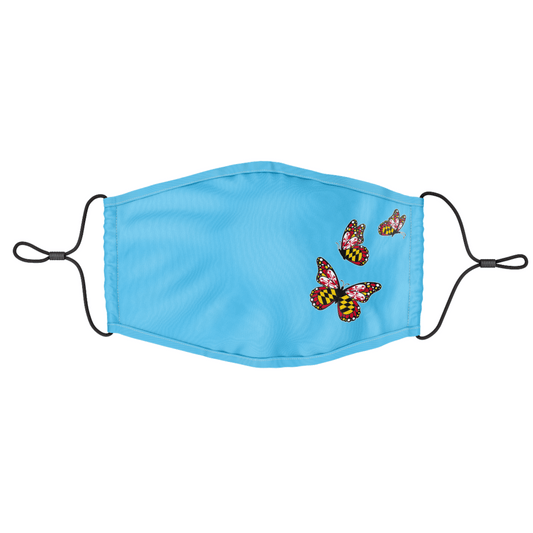 Side Maryland Butterflies (Light Blue) / Youth Face Mask - Route One Apparel