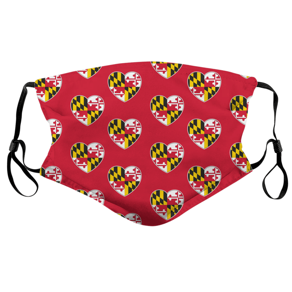 Maryland Heart Pattern (Red) / Face Mask - Route One Apparel