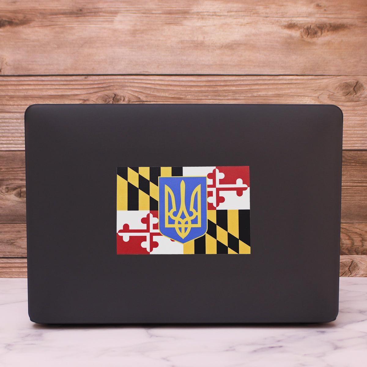 Maryland Flag w/ Ukrainian Tryzub / Sticker - Route One Apparel