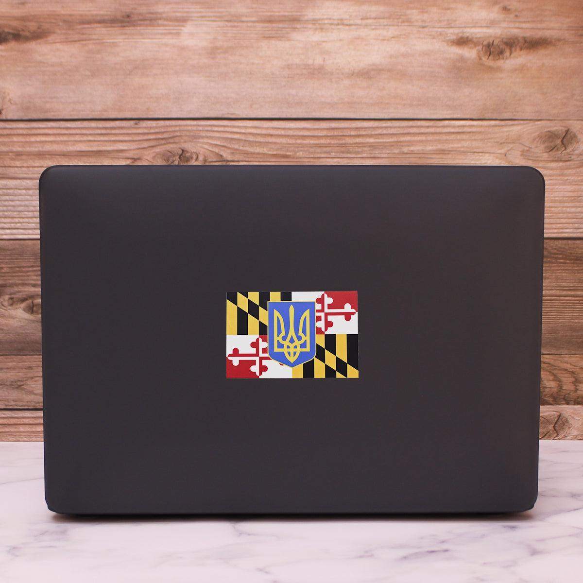 Maryland Flag w/ Ukrainian Tryzub / Sticker - Route One Apparel