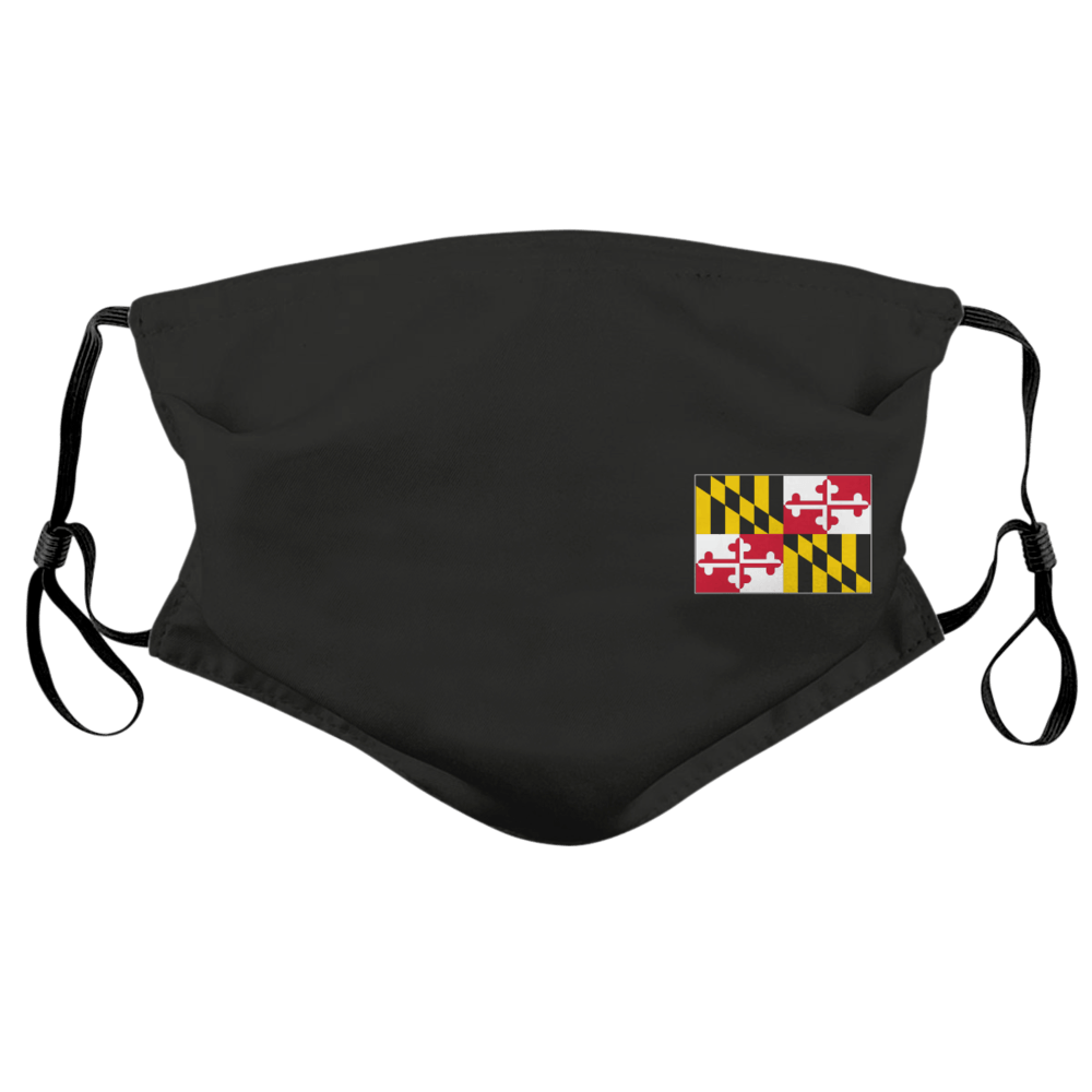 Side Maryland Flag (Black)  / Face Mask - Route One Apparel