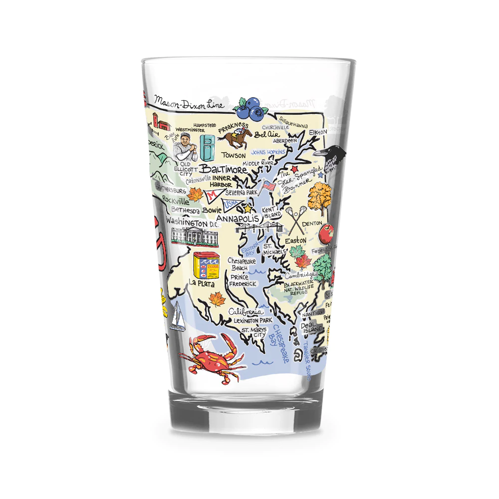 Maryland Map / Pint Glass - Route One Apparel
