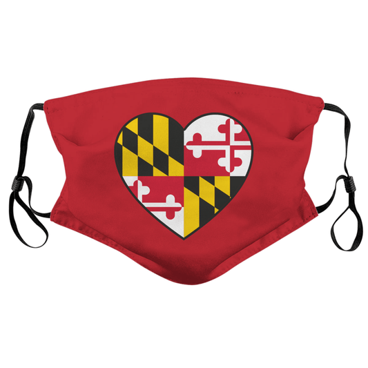 Maryland Flag Heart (Red) - American Heart Association / Face Mask - Route One Apparel