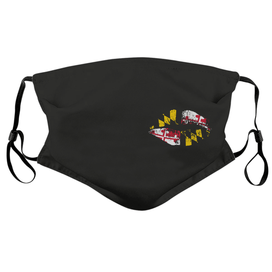 Side Maryland Kiss (Black) / Face Mask - Route One Apparel