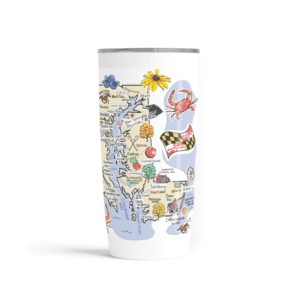 Maryland Map / 20 Oz. Large Tumbler - Route One Apparel