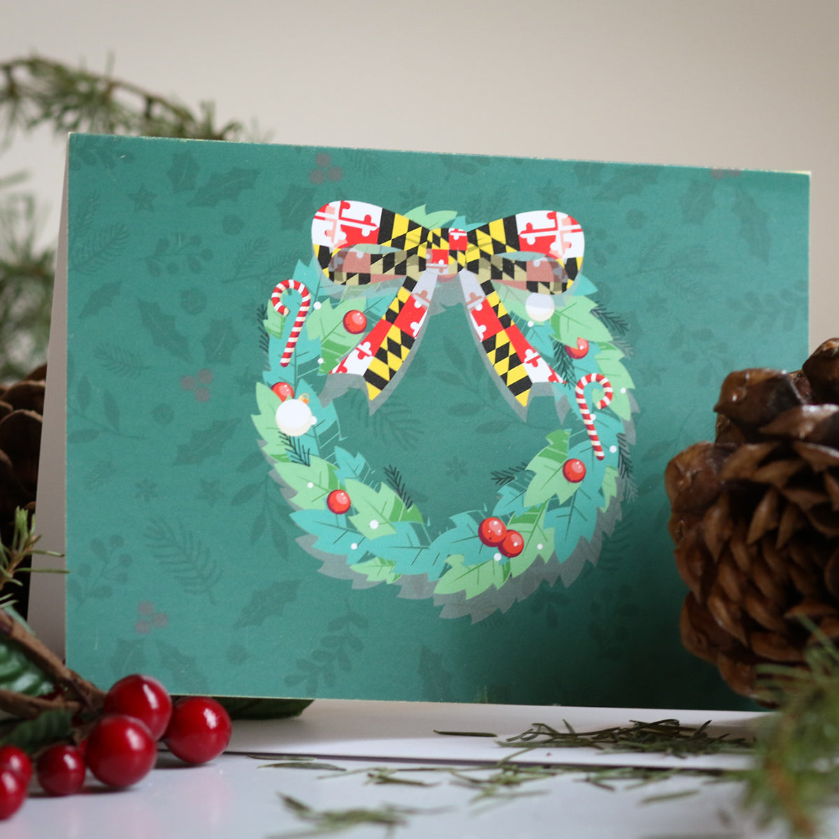 Maryland Wreath (Green) / Christmas Card - Route One Apparel