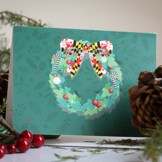 Maryland Wreath (Green) / 8-Pack Christmas Cards - Route One Apparel