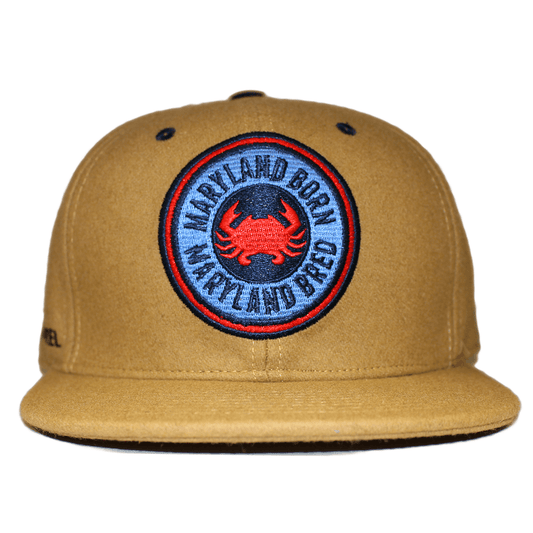 Maryland Born Maryland Bred (Tan) / Wool Snapback Hat - Route One Apparel