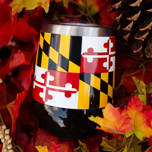 Maryland Flag (Black) / Small Wine Tumbler - Route One Apparel