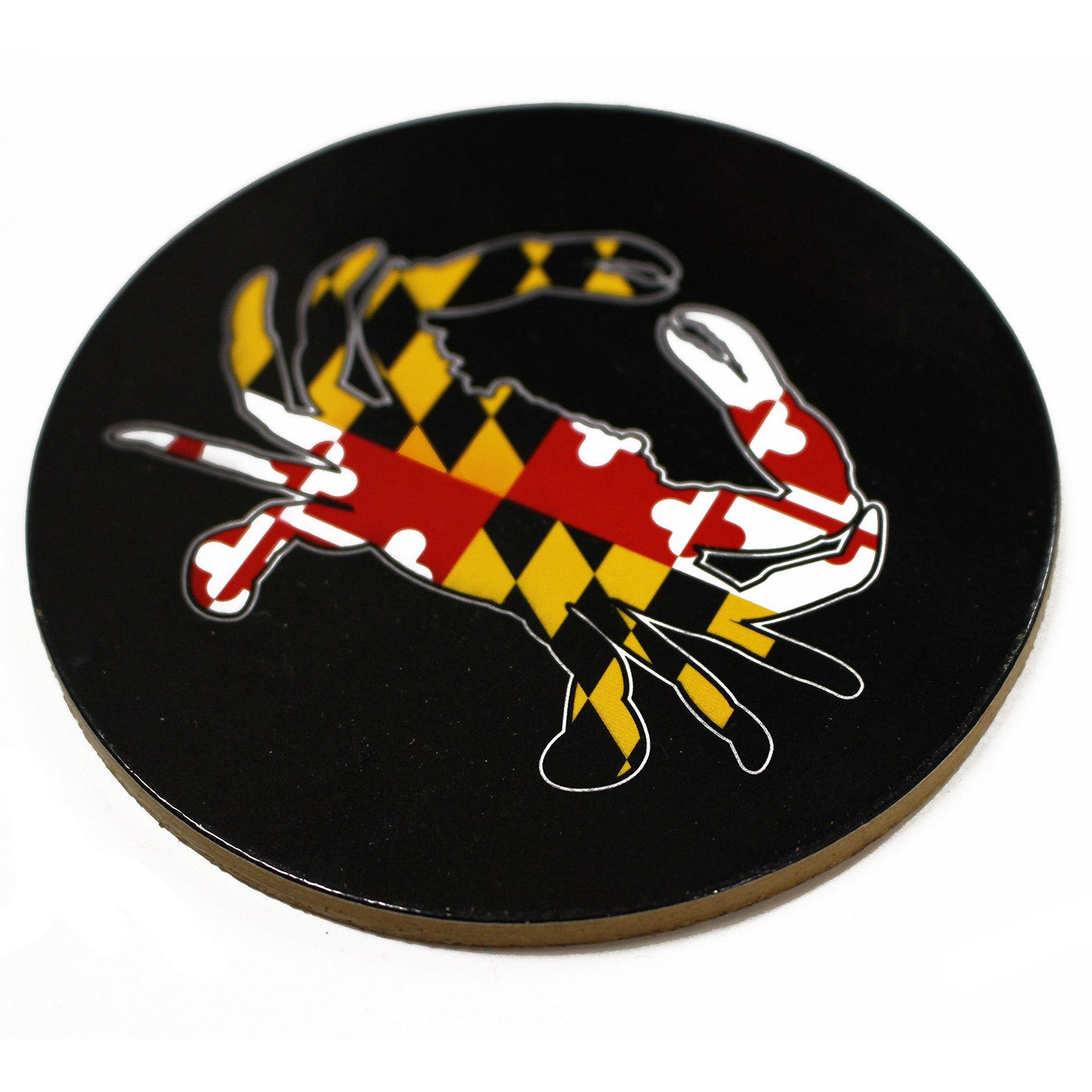 Maryland Full Flag Crab (Black) / Cork Coaster - Route One Apparel