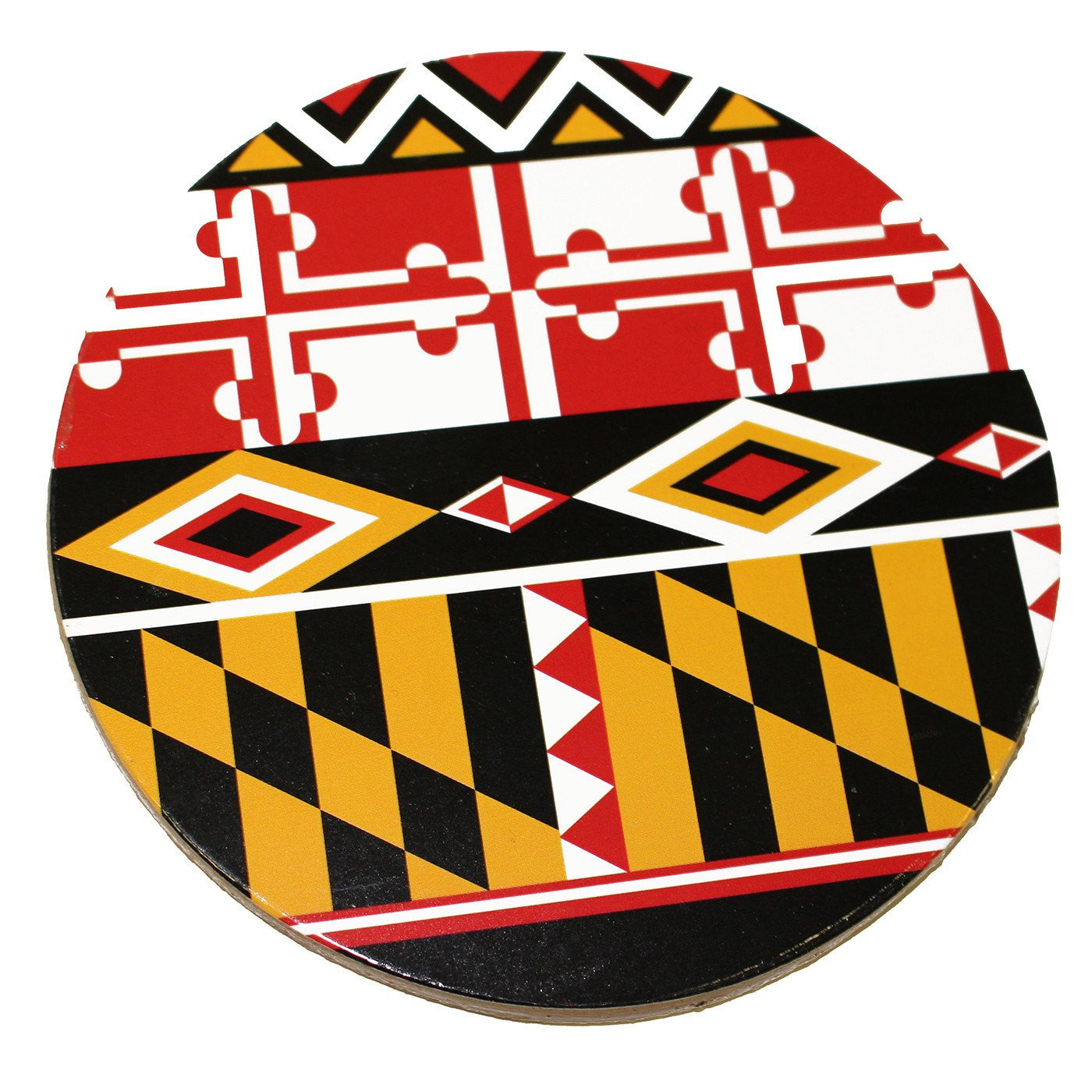 Maryland Flag Geometric Pattern / Cork Coaster - Route One Apparel