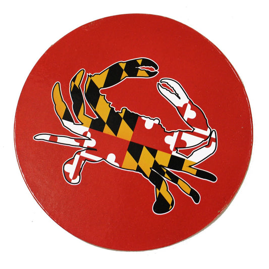 Maryland Full Flag Crab (Red) / Cork Coaster - Route One Apparel