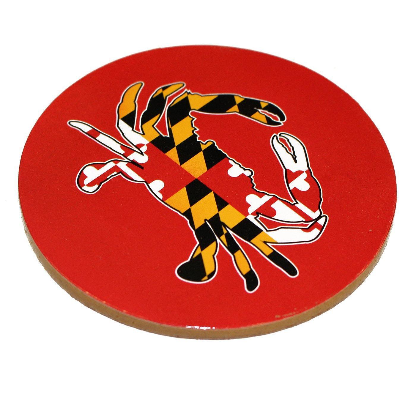 Maryland Full Flag Crab (Red) / Cork Coaster - Route One Apparel