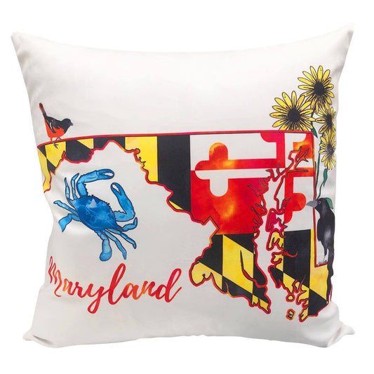 Maryland Map & Icons / Throw Pillow - Route One Apparel