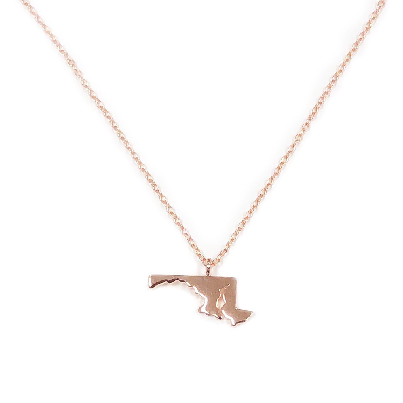 Dainty Solid State of Maryland (Rose Gold) / Necklace - Route One Apparel