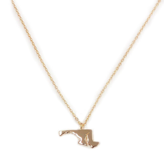 Dainty Solid State of Maryland (Gold) / Necklace - Route One Apparel