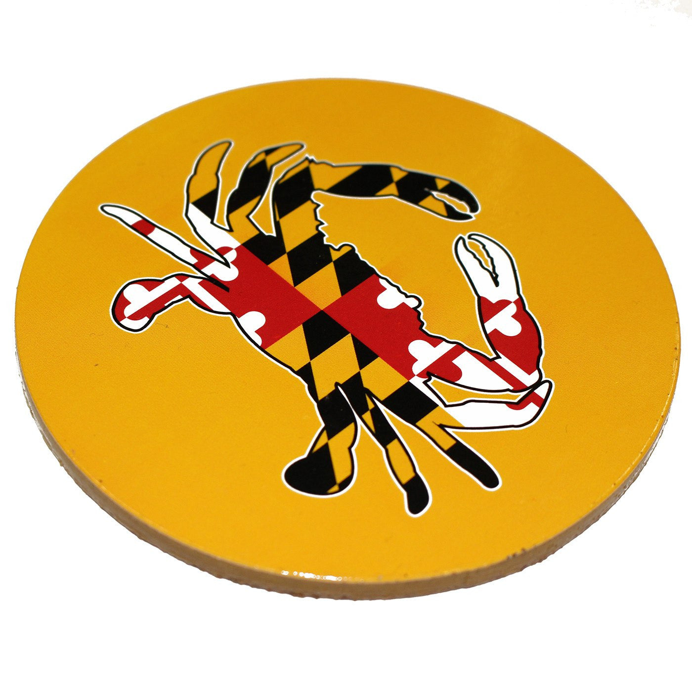 Maryland Full Flag Crab (Yellow) / Cork Coaster - Route One Apparel