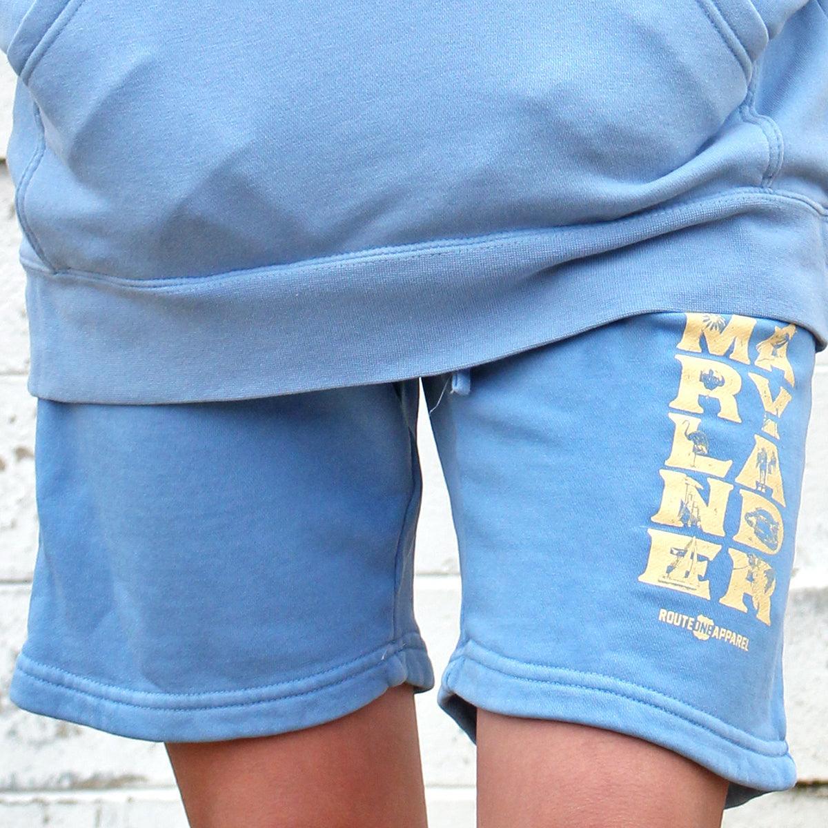 Marylander Stacked (Light Blue) / Sweatshorts - Route One Apparel