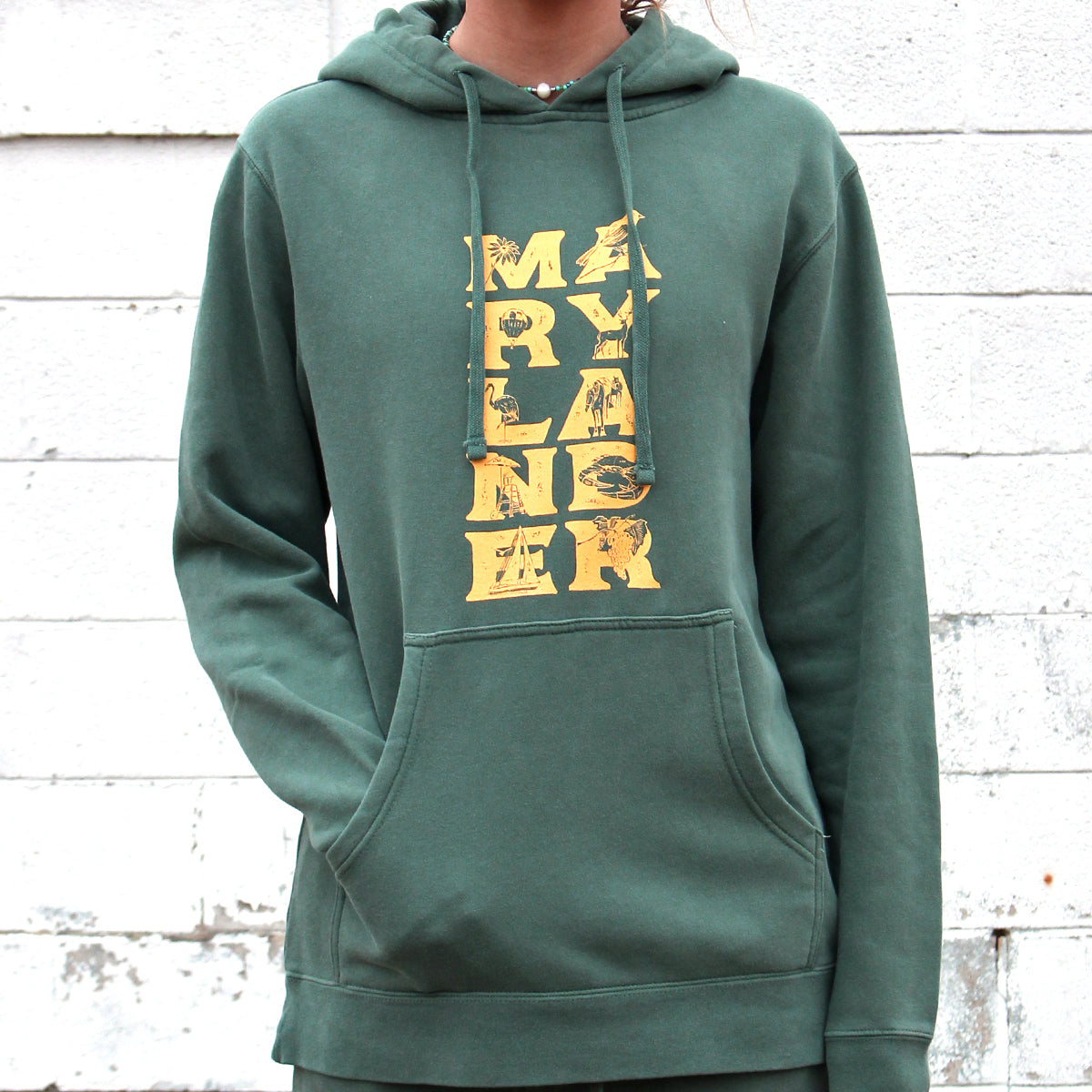 Marylander Stacked (Alpine Green) / Hoodie - Route One Apparel