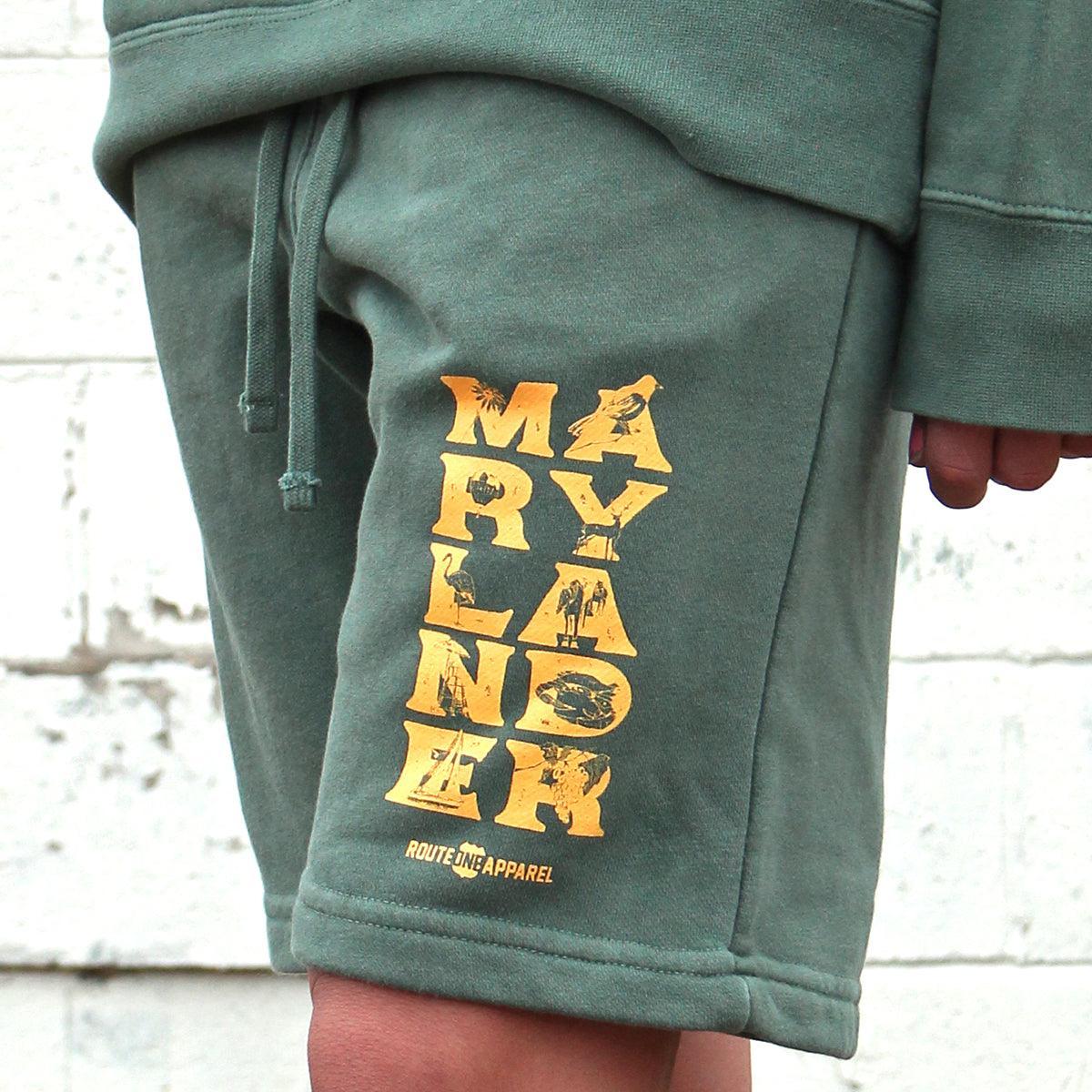 Marylander Stacked (Alpine Green) / Sweatshorts - Route One Apparel