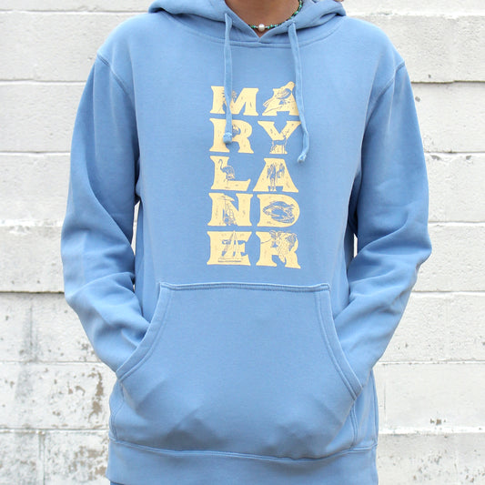 Marylander Stacked (Light Blue) / Hoodie - Route One Apparel