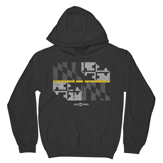 Maryland Flag Gold Line (Black) / Hoodie - Route One Apparel