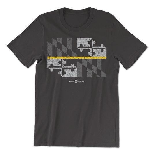 Maryland Flag Gold Line (Black) / Shirt - Route One Apparel
