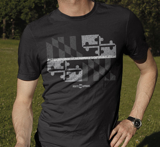 Maryland Flag White Line (Black) / Shirt - Route One Apparel