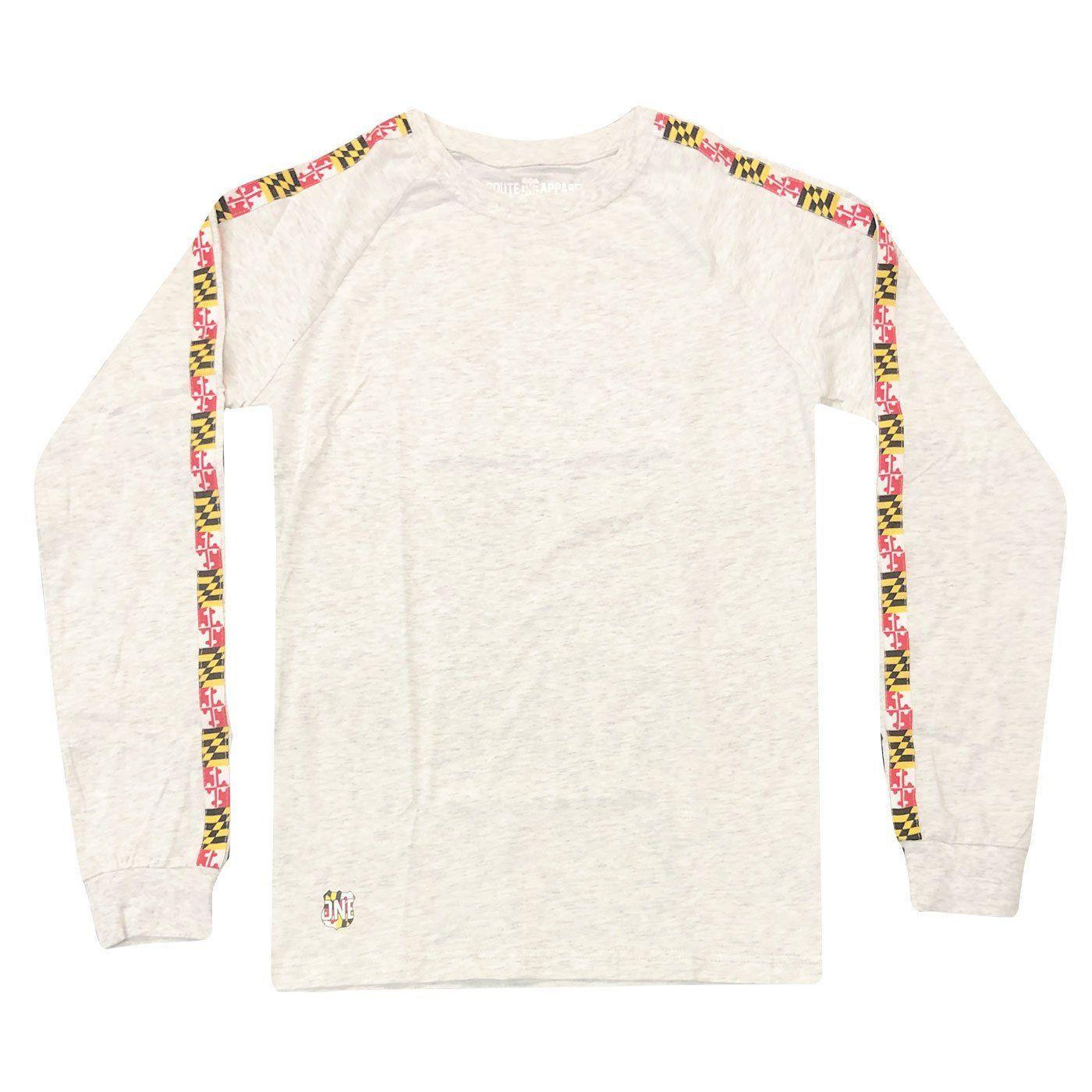 Maryland Flag Stripe (Light Grey) / Long Sleeve Shirt - Route One Apparel