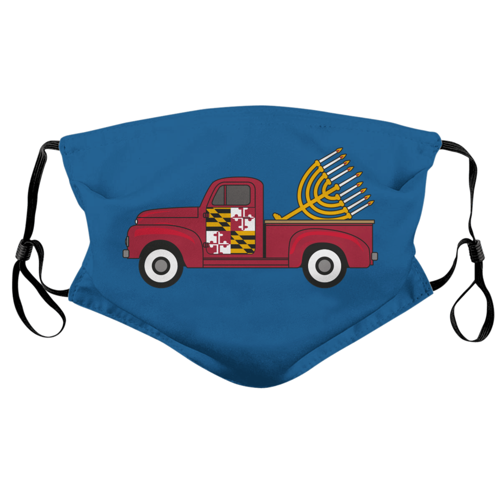 Holiday Truck with Menorah (Blue) / Face Mask - Route One Apparel