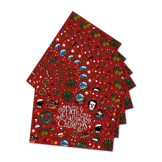 Merry Maryland Christmas with Maryland Icons (Red) / 8-Pack Christmas Cards - Route One Apparel