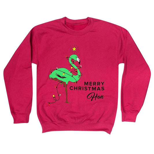 Christmas Flamingo Hon (Heliconia) / Crew Sweatshirt - Route One Apparel