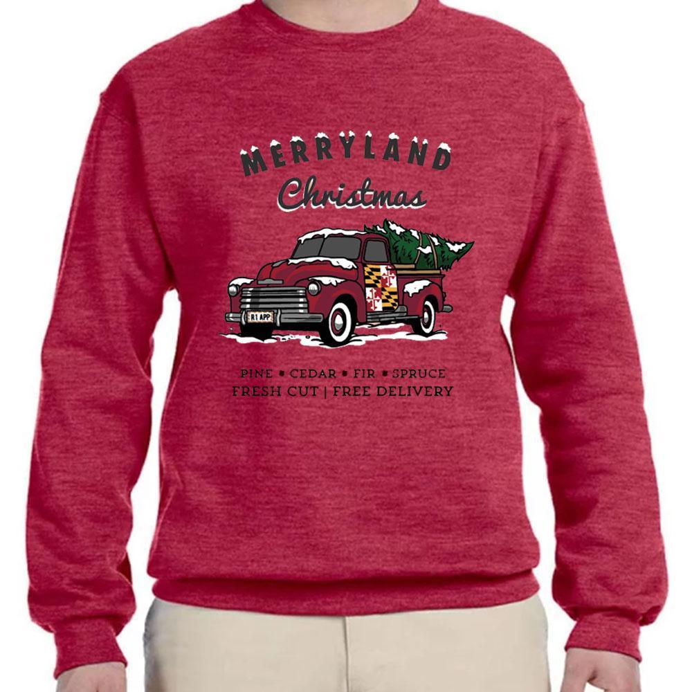 Route One Apparel Merryland Christmas Tree Farm (Red) / Crew Sweatshirt