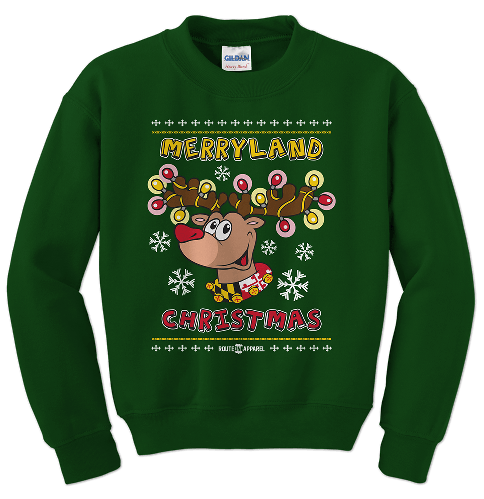 Merryland Christmas (Green) / Crew Sweatshirt - Route One Apparel