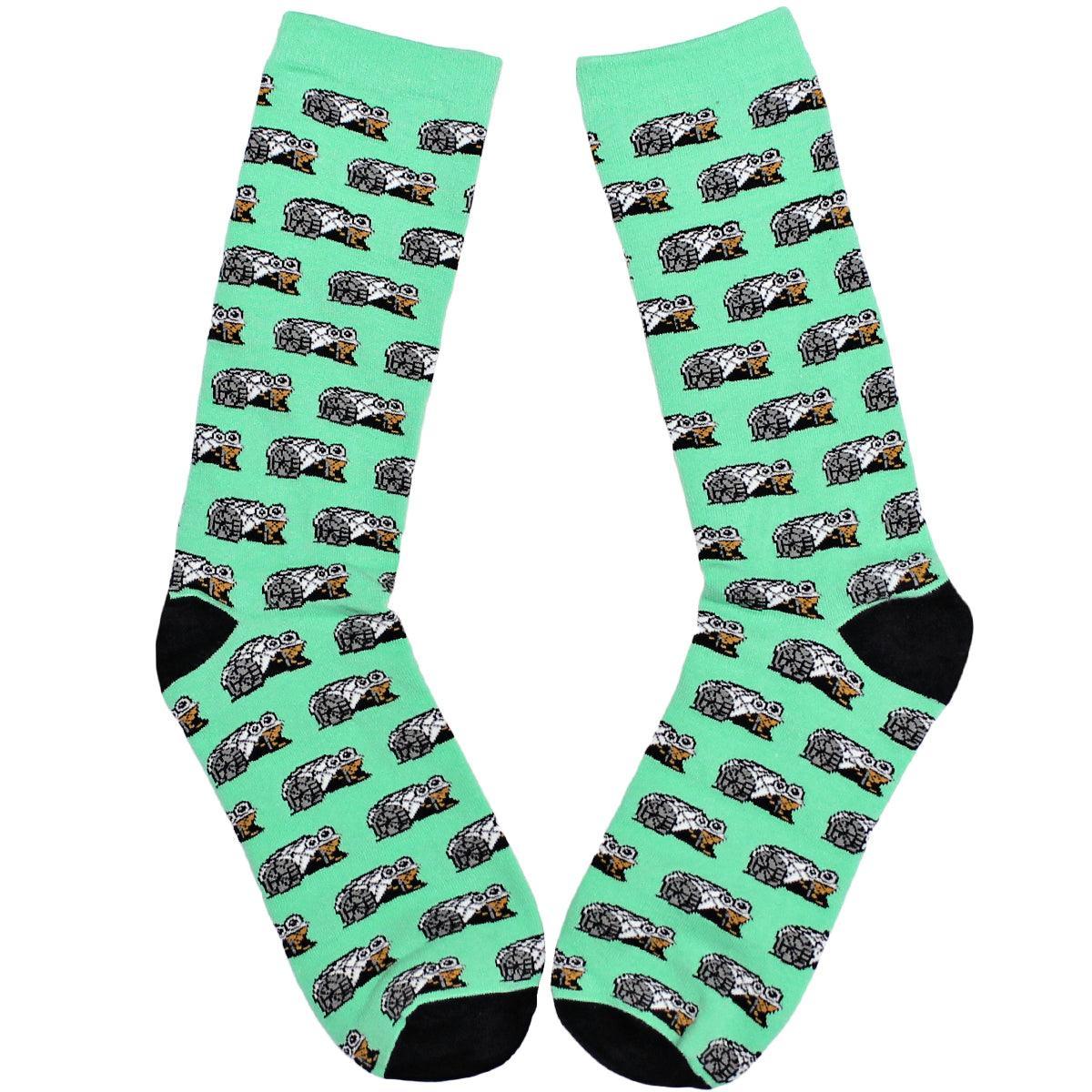 Mr. Trash Wheel Pattern (Teal) / Crew Socks - Route One Apparel
